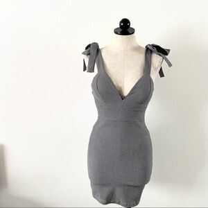 Fashion Nova Gray neutral tie strap mini dress houndstooth print small